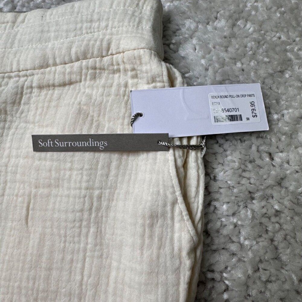 Soft Surroundings Beach Bound Pull On Crop Pant Ivory NEW - Picture 5 of 10